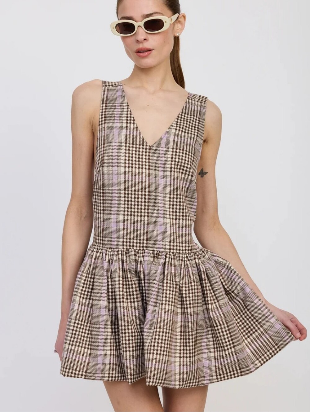 En Saison Charleigh Plaid Drop Waist Mini Dress - Picture 2 of 12